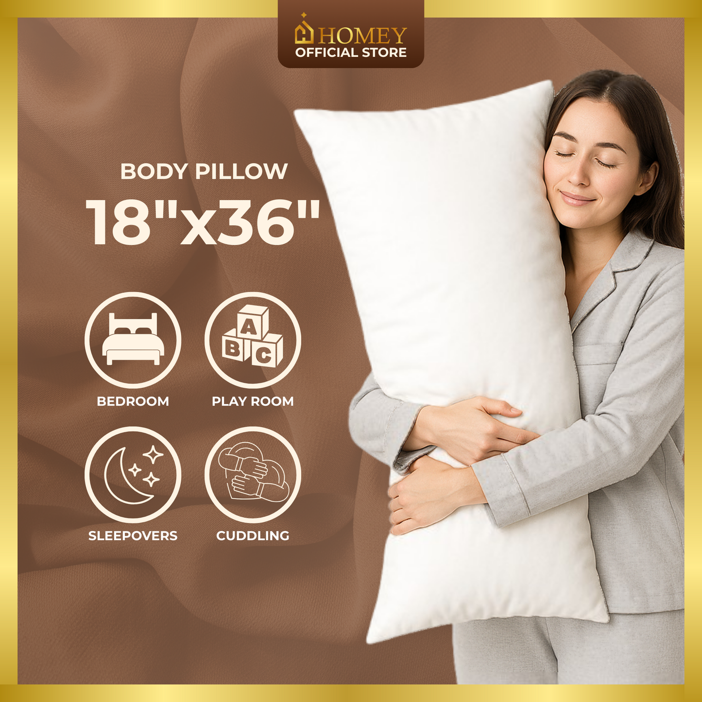 Homey Cloud Body Pillow 18x36inch – Long White Body Pillow for Sleeping, Pregnancy, Side Sleepers, and Bed Support