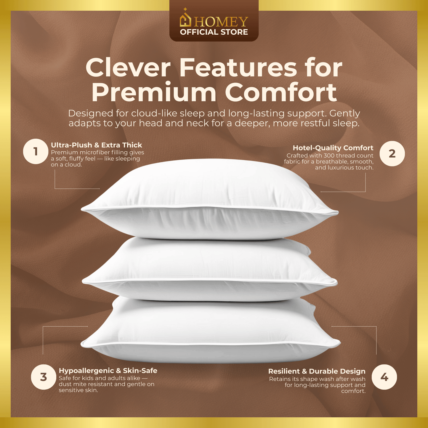 Premium 18x18 Throw Pillow – Homey CloudSoft Decorative Pillow for Sofa, Bed & Lounge