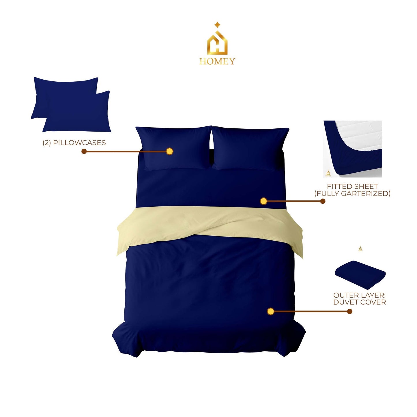 Homey CloudHug 4-in-1 Hotel Set – Dual-Tone Duvet, Bedsheet & Pillowcases