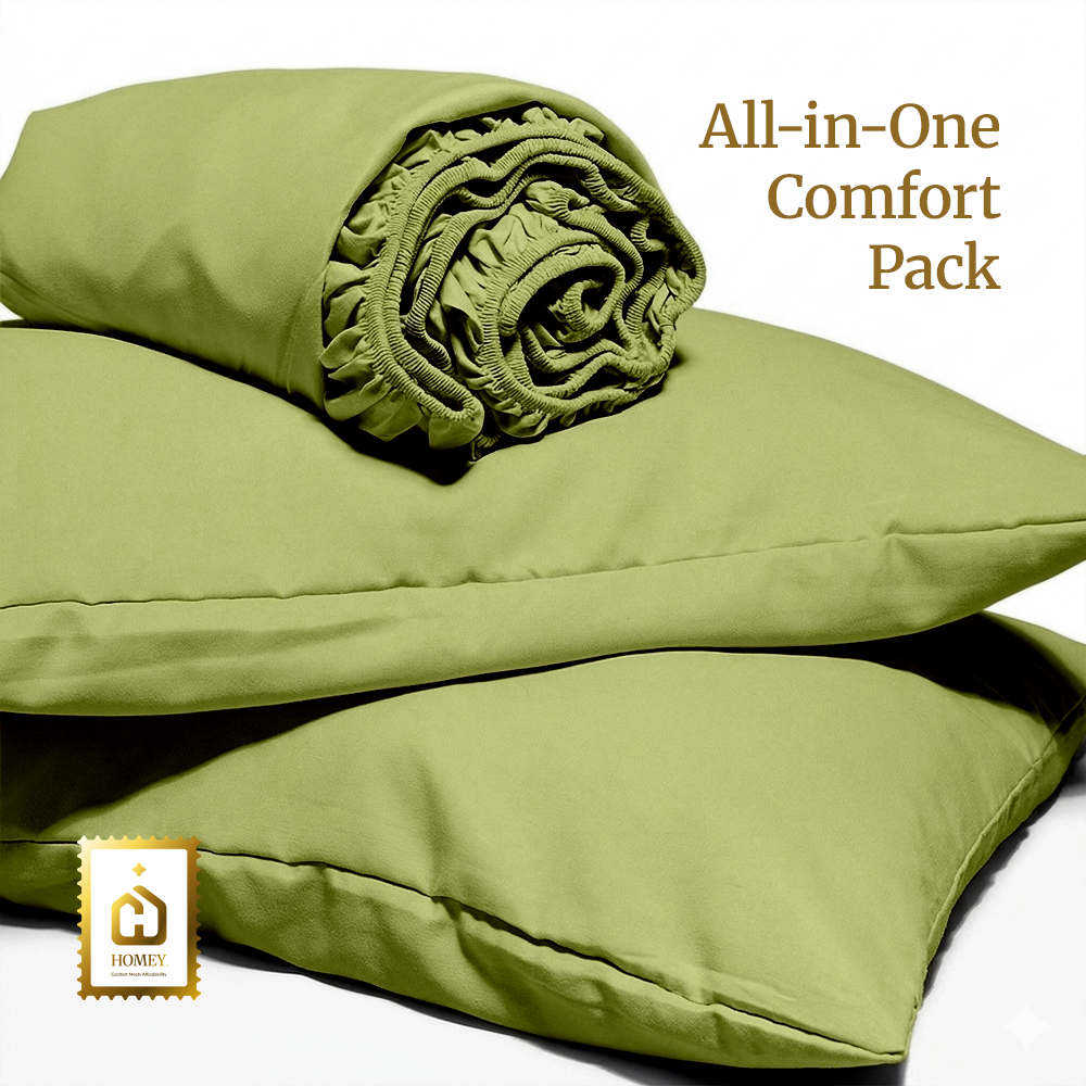 Homey CloudHug 5-in-1 Hotel Set – Comforter, Dual-Tone Duvet, Bedsheet & Pillowcases