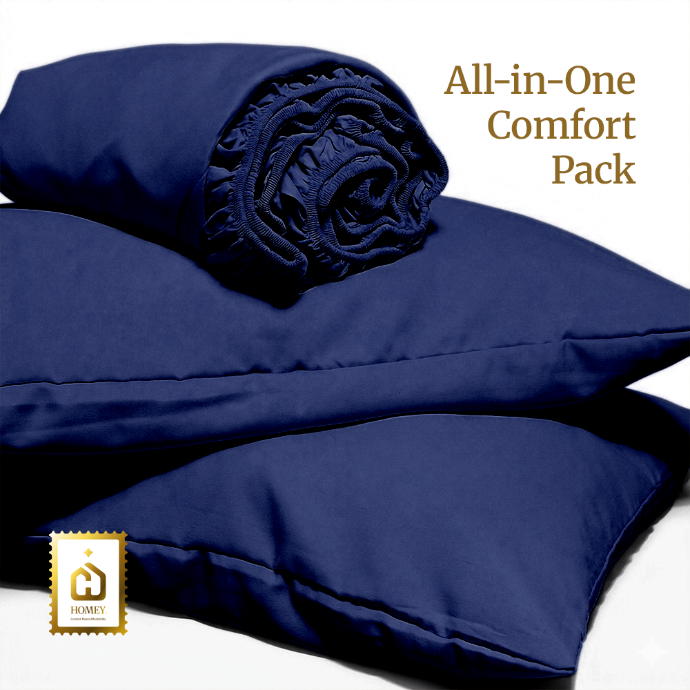 Homey CloudHug 5-in-1 Hotel Set – Comforter, Dual-Tone Duvet, Bedsheet & Pillowcases