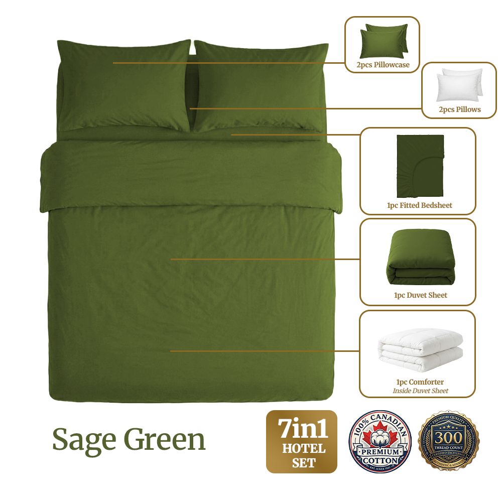 Homey CloudHug 7-in-1 Hotel Set – Comforter, Dual-Tone Duvet, Bedsheet, Pillows & Pillowcases