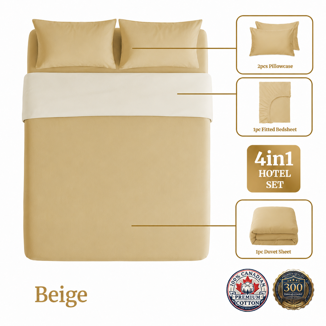 Homey CloudHug 4-in-1 Hotel Set – Dual-Tone Duvet, Bedsheet & Pillowcases