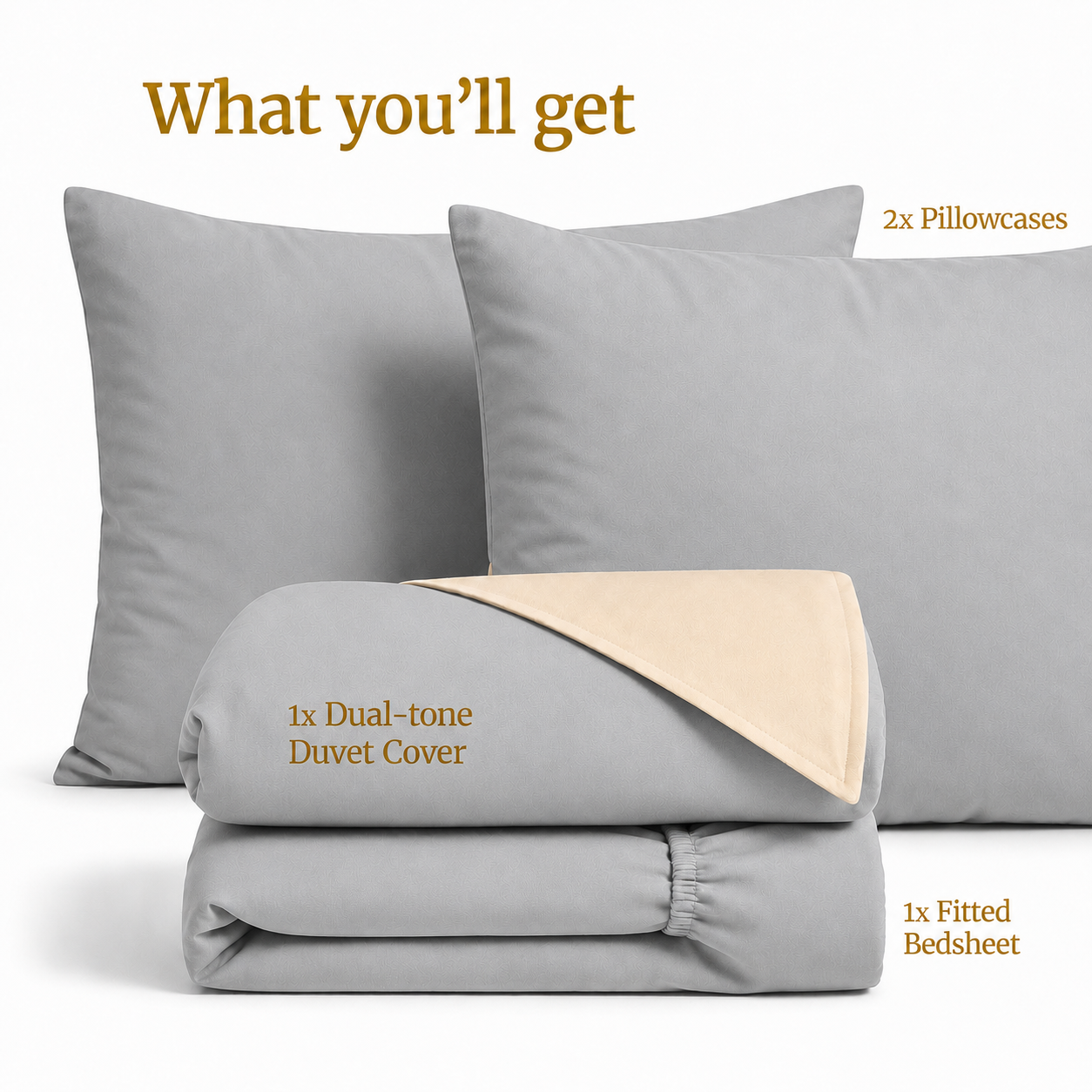 Homey CloudHug 4-in-1 Hotel Set – Dual-Tone Duvet, Bedsheet & Pillowcases