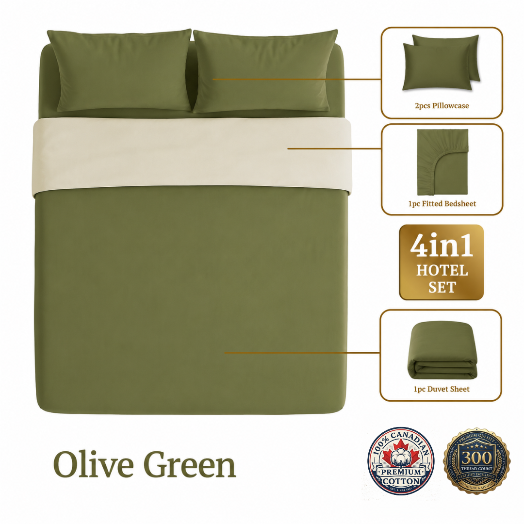 Homey CloudHug 4-in-1 Hotel Set – Dual-Tone Duvet, Bedsheet & Pillowcases