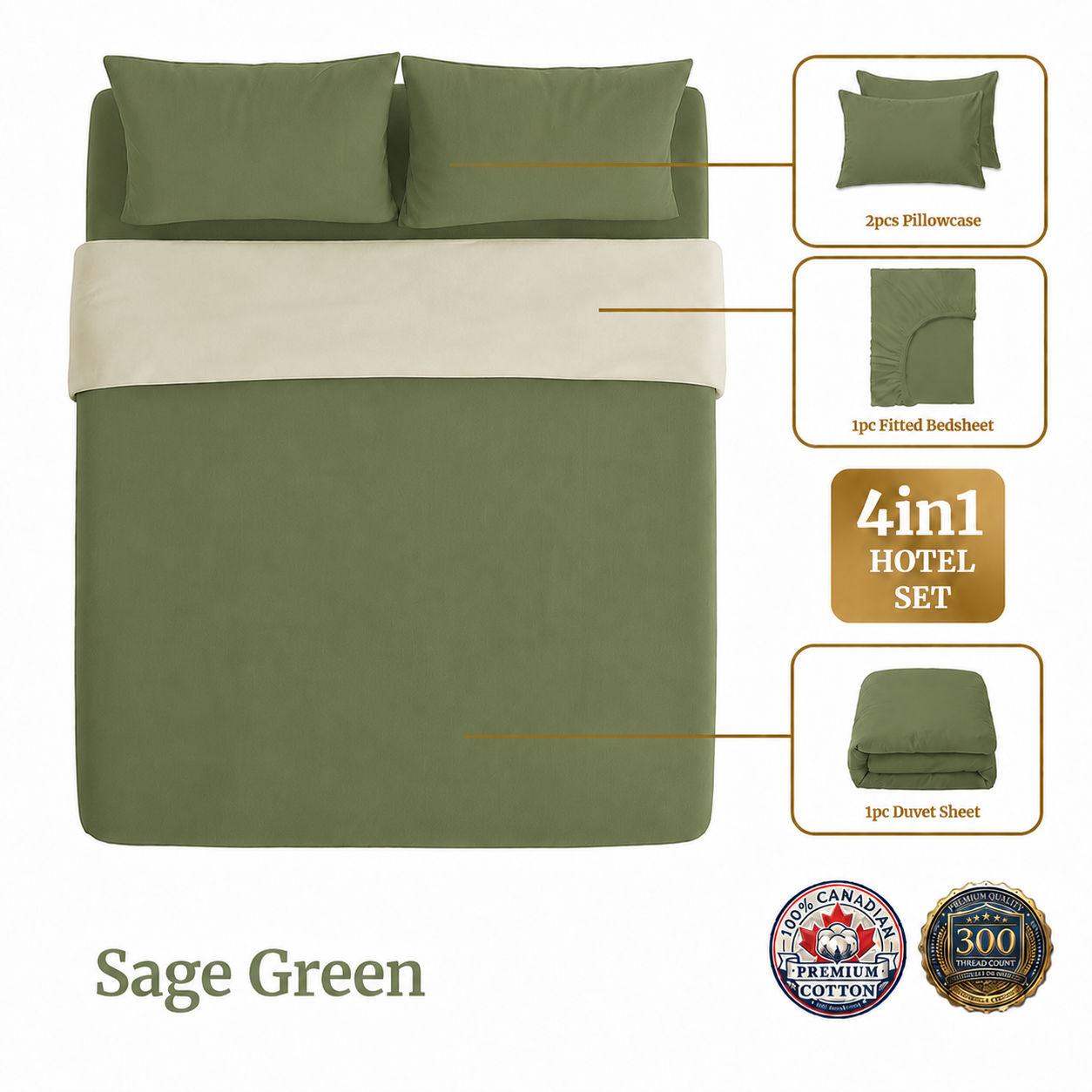 Homey CloudHug 4-in-1 Hotel Set – Dual-Tone Duvet, Bedsheet & Pillowcases