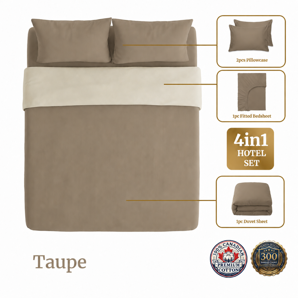 Homey CloudHug 4-in-1 Hotel Set – Dual-Tone Duvet, Bedsheet & Pillowcases