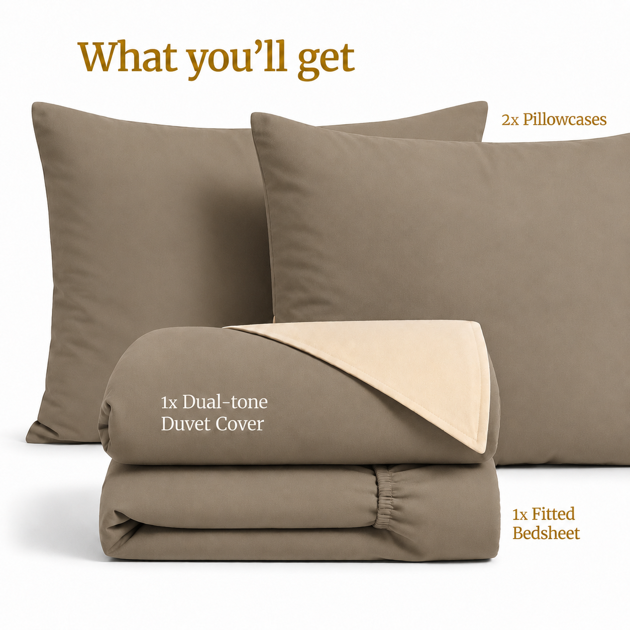 Homey CloudHug 4-in-1 Hotel Set – Dual-Tone Duvet, Bedsheet & Pillowcases