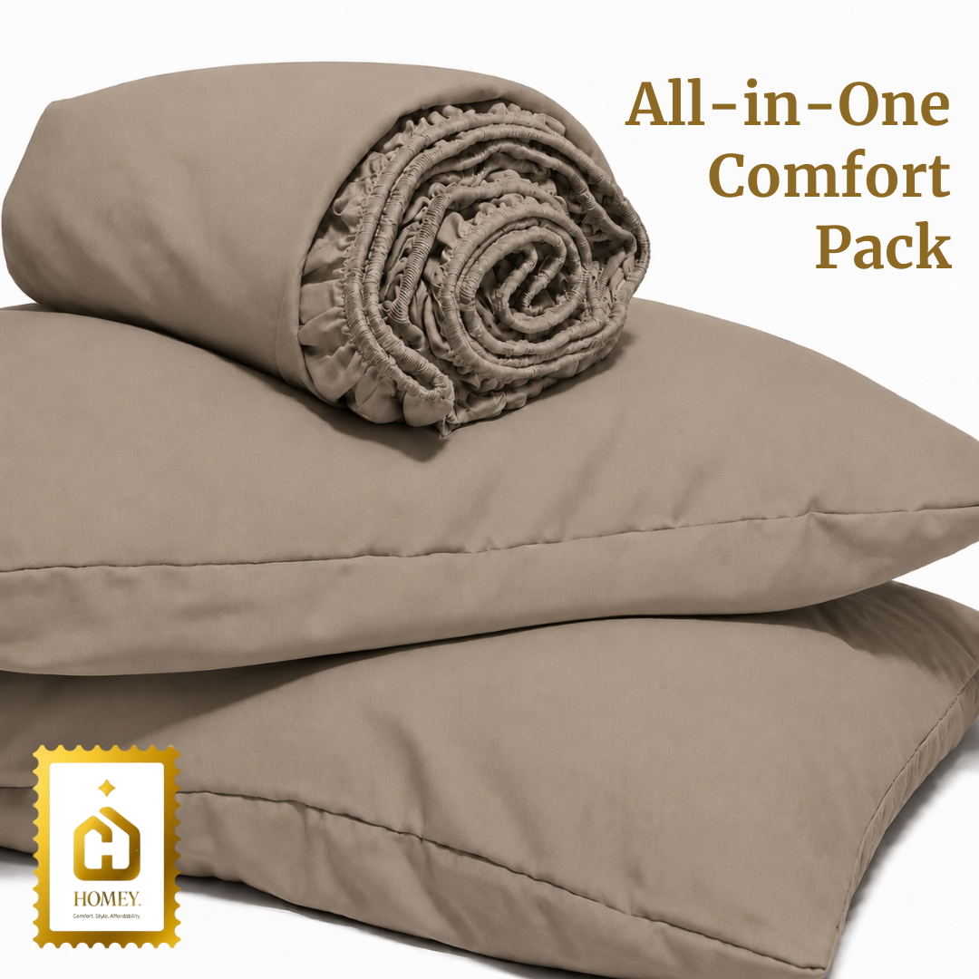 Homey CloudHug 4-in-1 Hotel Set – Dual-Tone Duvet, Bedsheet & Pillowcases