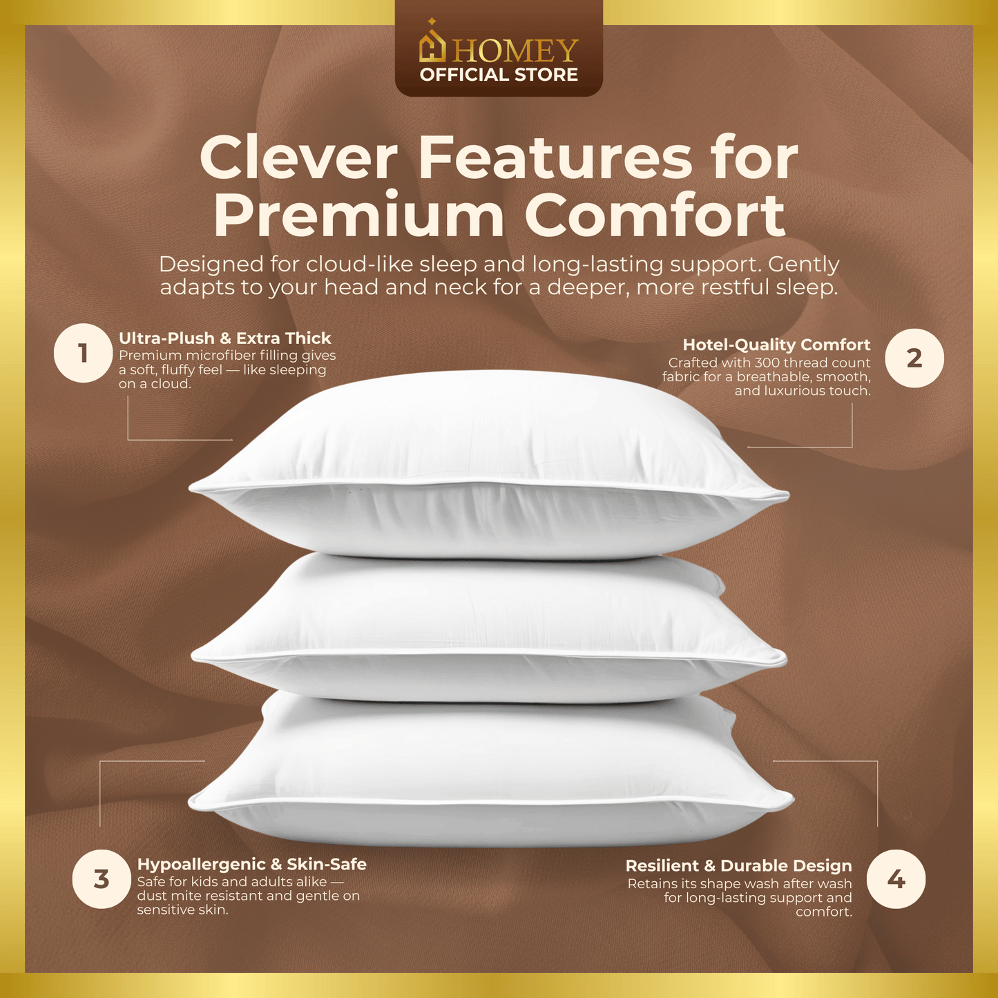Premium 18x18 Throw Pillow – Homey CloudSoft Decorative Pillow for Sofa, Bed & Lounge