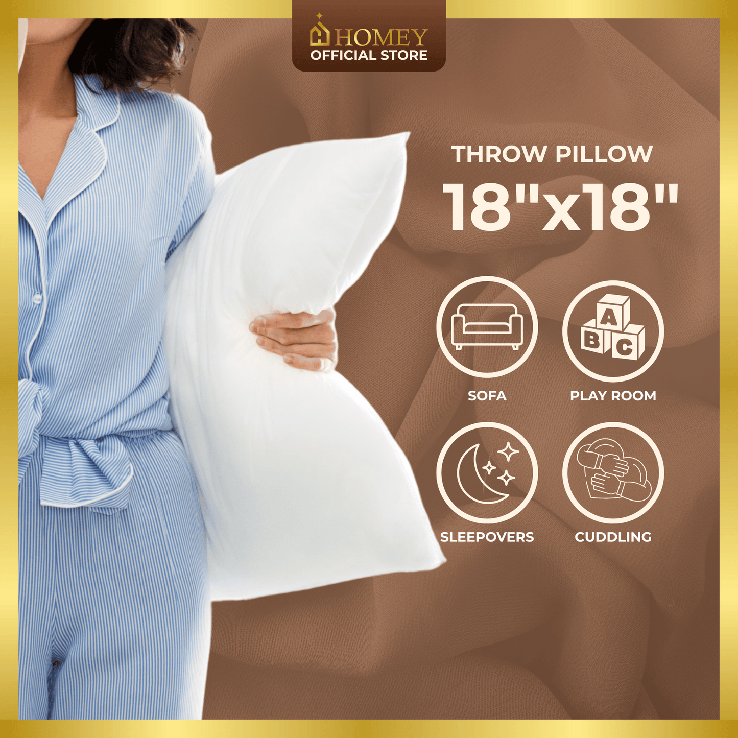 Premium 18x18 Throw Pillow – Homey CloudSoft Decorative Pillow for Sofa, Bed & Lounge