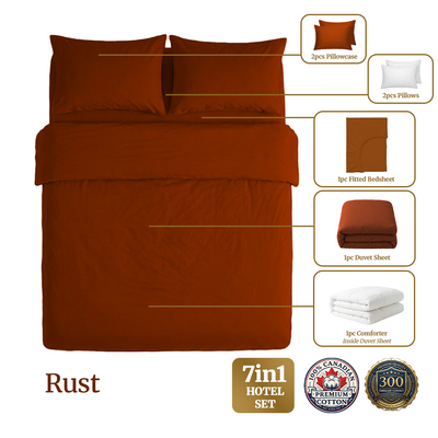 Homey CloudHug 7-in-1 Hotel Set – Comforter, Dual-Tone Duvet, Bedsheet, Pillows & Pillowcases
