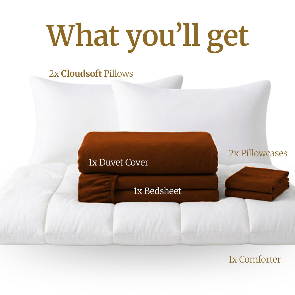 Homey CloudHug 7-in-1 Hotel Set – Comforter, Dual-Tone Duvet, Bedsheet, Pillows & Pillowcases