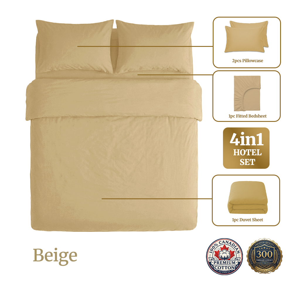 Homey CloudHug 4-in-1 Hotel Set – Dual-Tone Duvet, Bedsheet & Pillowcases