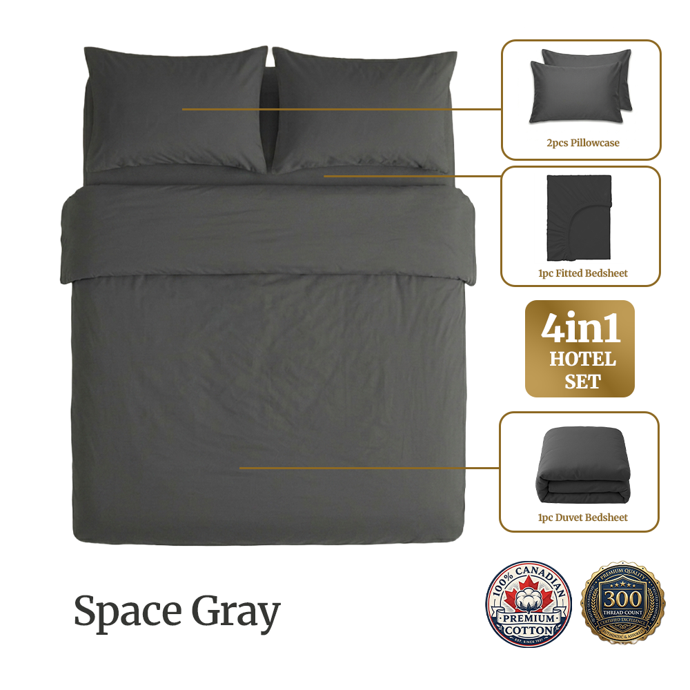 Homey CloudHug 4-in-1 Hotel Set – Dual-Tone Duvet, Bedsheet & Pillowcases