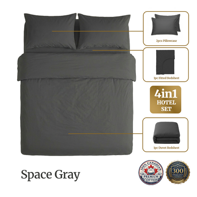 Homey CloudHug 4-in-1 Hotel Set – Dual-Tone Duvet, Bedsheet & Pillowcases
