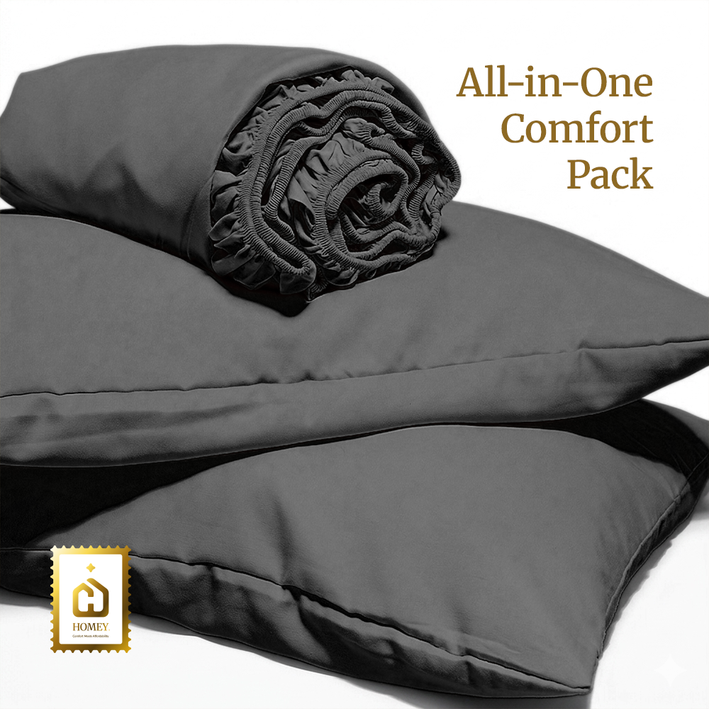 Homey CloudHug 5-in-1 Hotel Set – Comforter, Dual-Tone Duvet, Bedsheet & Pillowcases