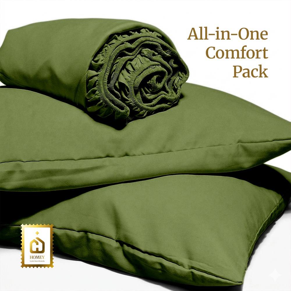 Homey CloudHug 5-in-1 Hotel Set – Comforter, Dual-Tone Duvet, Bedsheet & Pillowcases