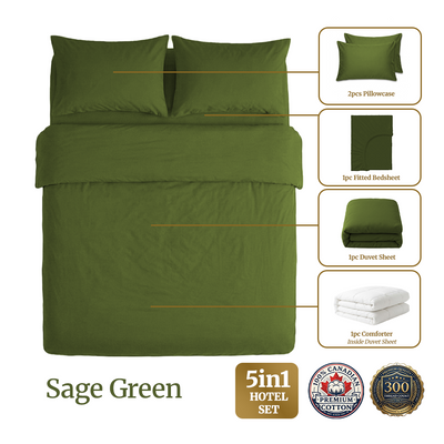 Homey CloudHug 5-in-1 Hotel Set – Comforter, Dual-Tone Duvet, Bedsheet & Pillowcases