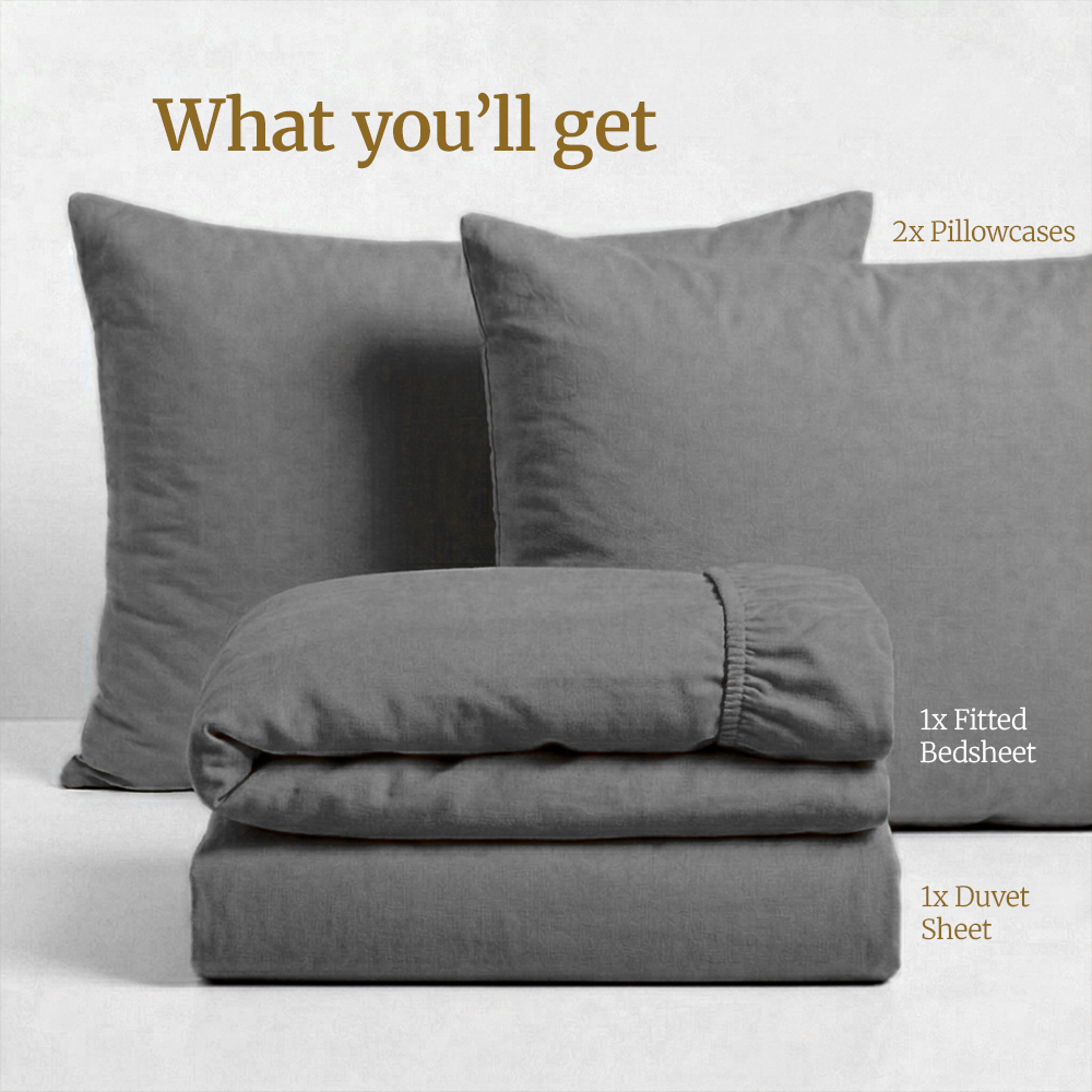 Homey CloudHug 4-in-1 Hotel Set – Dual-Tone Duvet, Bedsheet & Pillowcases