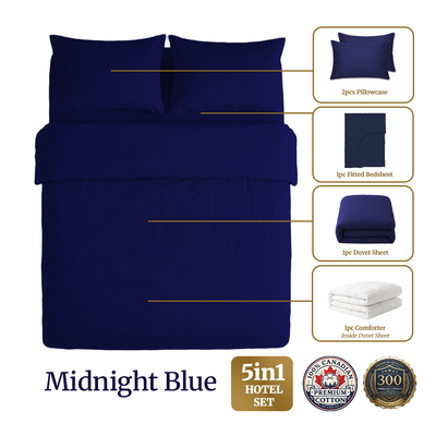 Homey CloudHug 5-in-1 Hotel Set – Comforter, Dual-Tone Duvet, Bedsheet & Pillowcases