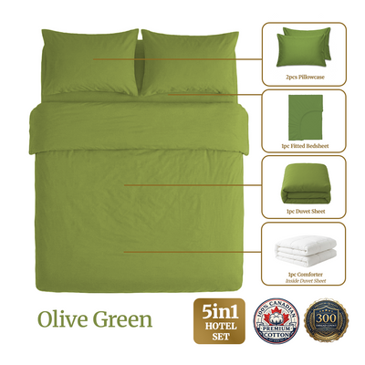 Homey CloudHug 5-in-1 Hotel Set – Comforter, Dual-Tone Duvet, Bedsheet & Pillowcases