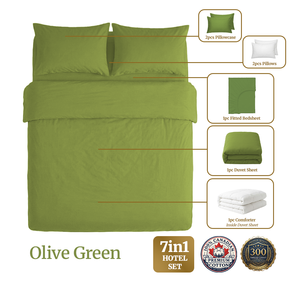 Homey CloudHug 7-in-1 Hotel Set – Comforter, Dual-Tone Duvet, Bedsheet, Pillows & Pillowcases