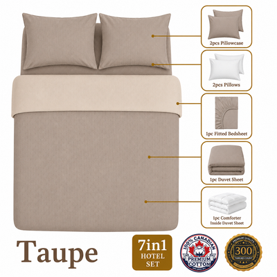Homey CloudHug 7-in-1 Hotel Set – Comforter, Dual-Tone Duvet, Bedsheet, Pillows & Pillowcases