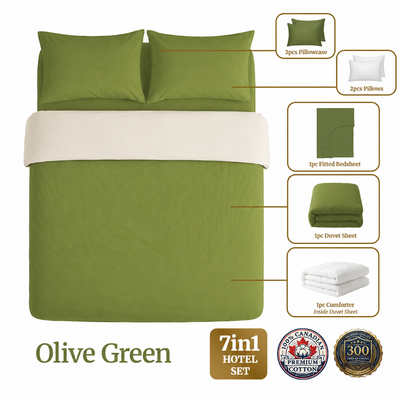 Homey CloudHug 7-in-1 Hotel Set – Comforter, Dual-Tone Duvet, Bedsheet, Pillows & Pillowcases