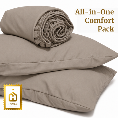 Homey CloudHug 5-in-1 Hotel Set – Comforter, Dual-Tone Duvet, Bedsheet & Pillowcases