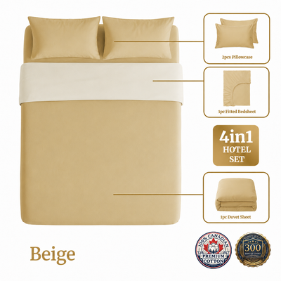 Homey CloudHug 4-in-1 Hotel Set – Dual-Tone Duvet, Bedsheet & Pillowcases