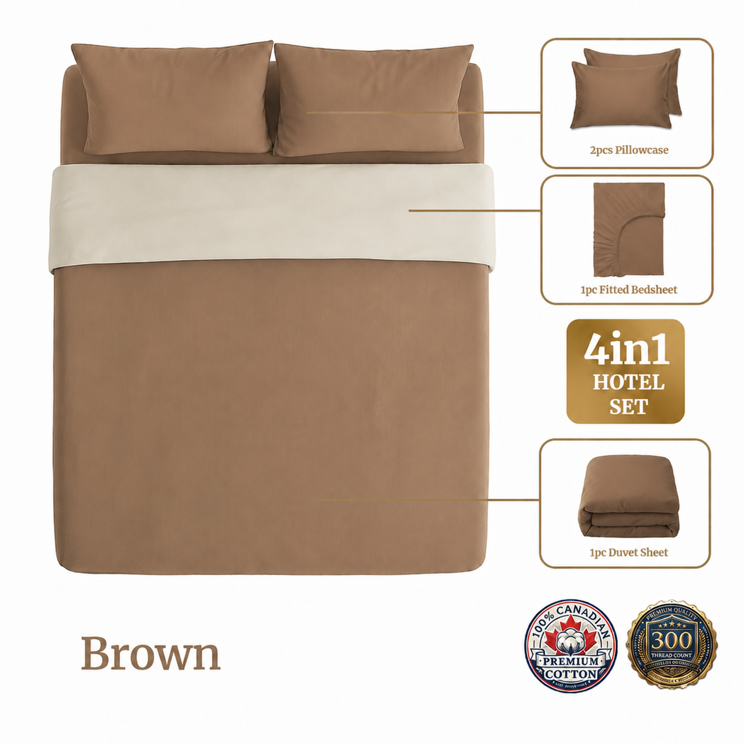 Homey CloudHug 4-in-1 Hotel Set – Dual-Tone Duvet, Bedsheet & Pillowcases