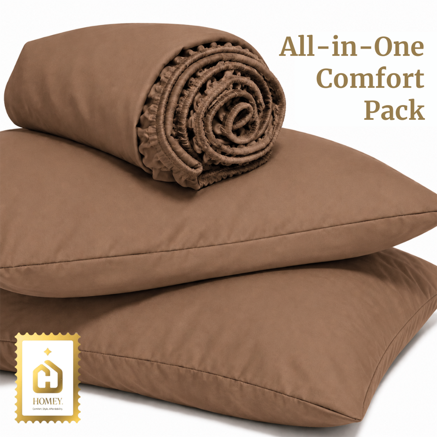 Homey CloudHug 4-in-1 Hotel Set – Dual-Tone Duvet, Bedsheet & Pillowcases
