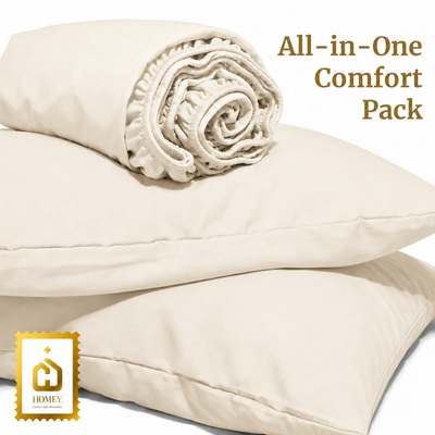 Homey CloudHug 7-in-1 Hotel Set – Comforter, Dual-Tone Duvet, Bedsheet, Pillows & Pillowcases