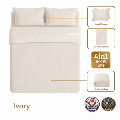 Homey CloudHug 4-in-1 Hotel Set – Dual-Tone Duvet, Bedsheet & Pillowcases