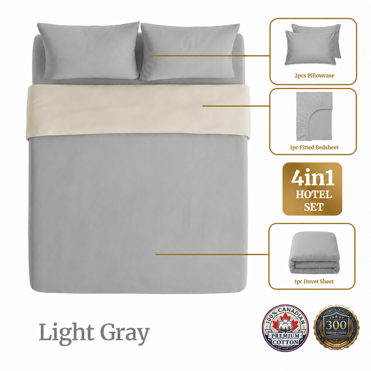 Homey CloudHug 4-in-1 Hotel Set – Dual-Tone Duvet, Bedsheet & Pillowcases
