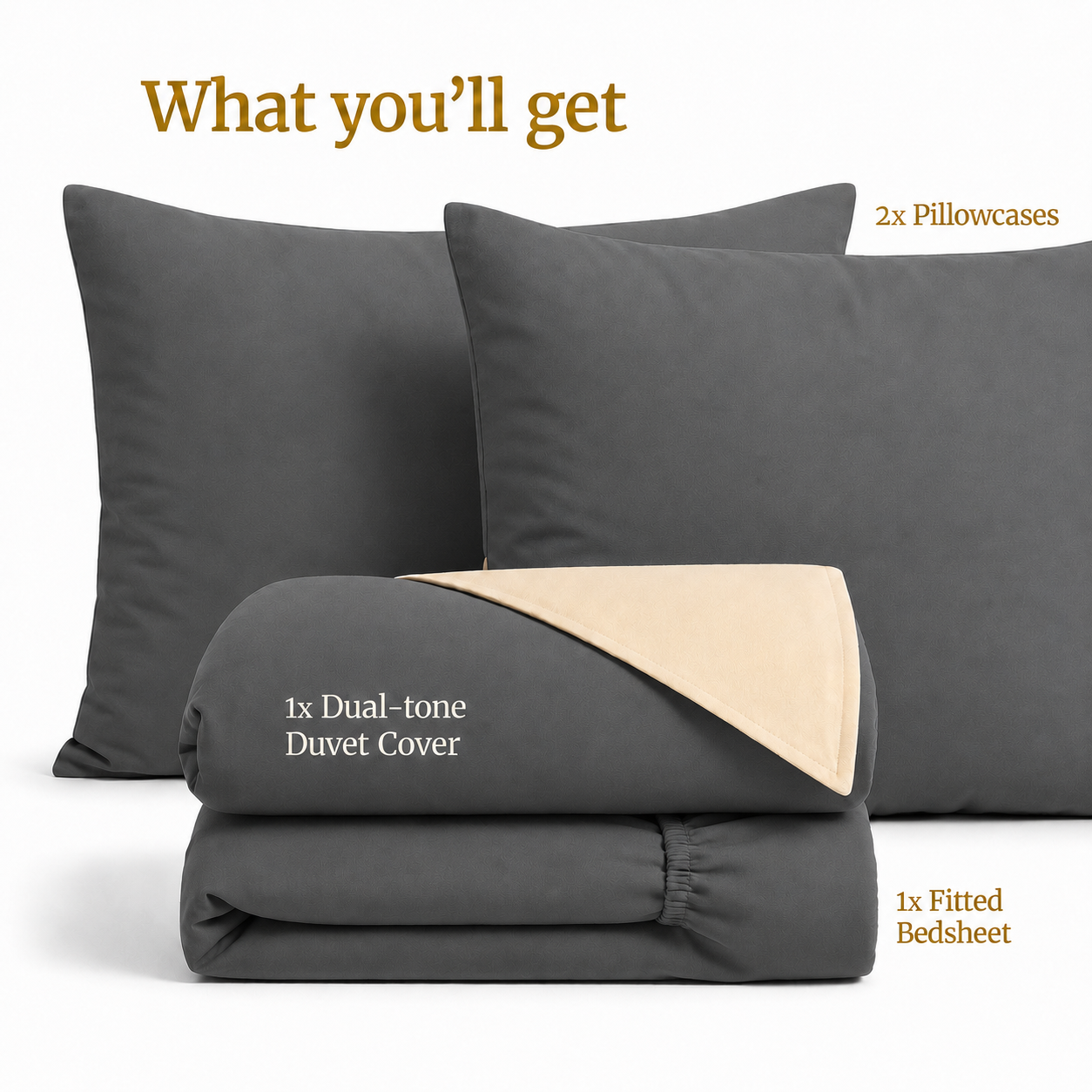 Homey CloudHug 4-in-1 Hotel Set – Dual-Tone Duvet, Bedsheet & Pillowcases