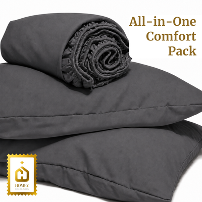 Homey CloudHug 5-in-1 Hotel Set – Comforter, Dual-Tone Duvet, Bedsheet & Pillowcases
