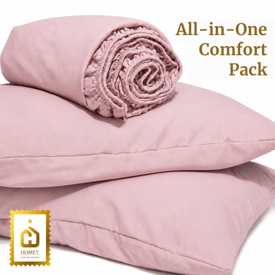 Homey CloudHug 5-in-1 Hotel Set – Comforter, Dual-Tone Duvet, Bedsheet & Pillowcases