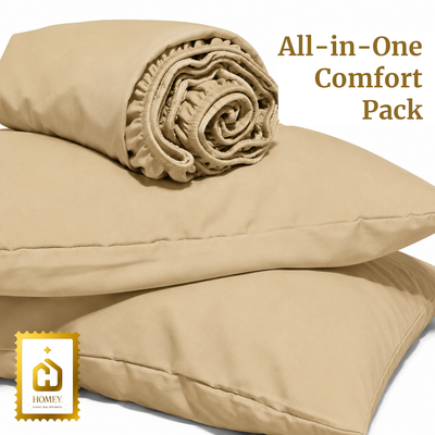 Homey CloudHug 5-in-1 Hotel Set – Comforter, Dual-Tone Duvet, Bedsheet & Pillowcases