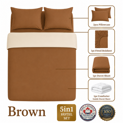 Homey CloudHug 7-in-1 Hotel Set – Comforter, Dual-Tone Duvet, Bedsheet, Pillows & Pillowcases