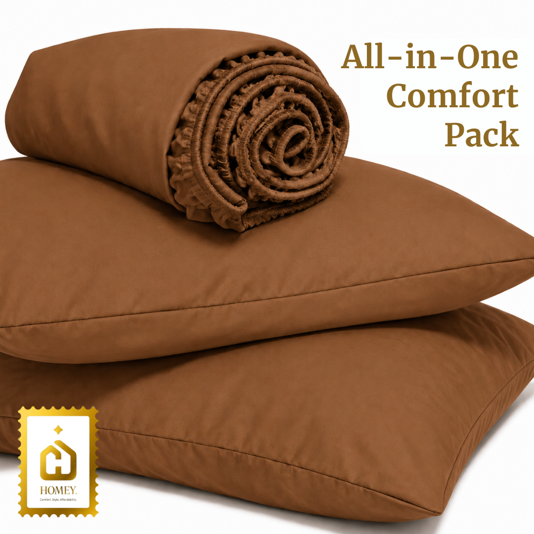 Homey CloudHug 5-in-1 Hotel Set – Comforter, Dual-Tone Duvet, Bedsheet & Pillowcases