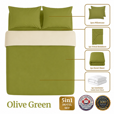 Homey CloudHug 5-in-1 Hotel Set – Comforter, Dual-Tone Duvet, Bedsheet & Pillowcases