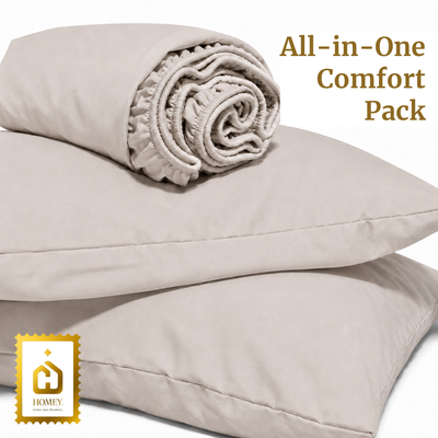 Homey CloudHug 5-in-1 Hotel Set – Comforter, Dual-Tone Duvet, Bedsheet & Pillowcases